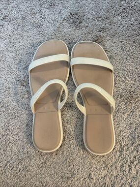 Reef Women's White and Tan Slide Sandals